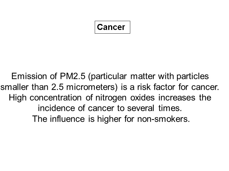 Emission of PM2.5 (particular matter with particles  smaller than 2.5 micrometers) is a